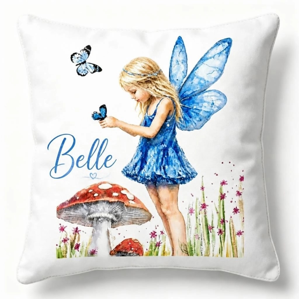 Flower Fairy  Cushion Cover Blue Belle