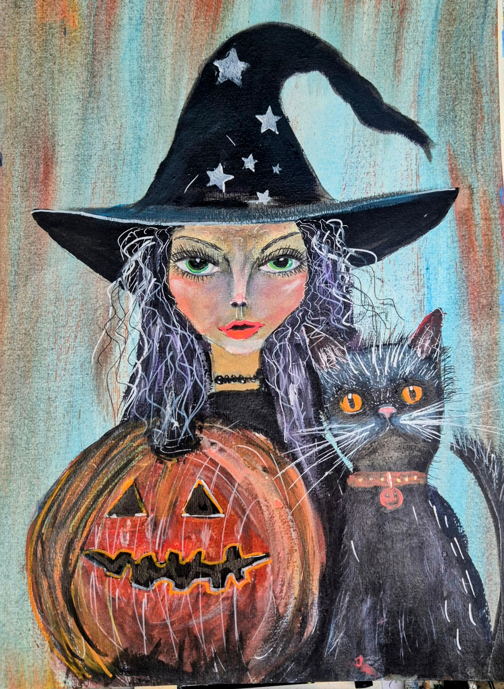 Witch  with black cat