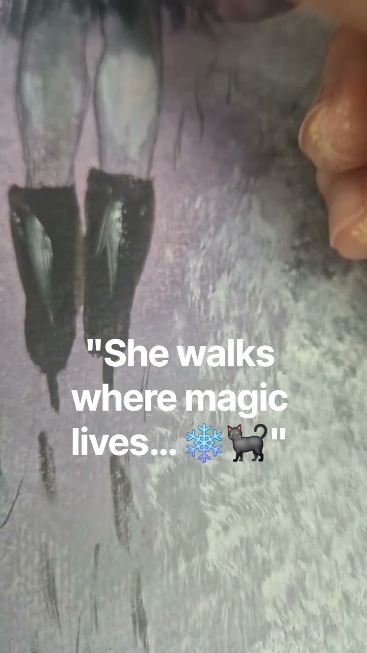 ❄️ She drifts between the worlds… Winter Witch & her three loyal black cats 🐈‍⬛✨