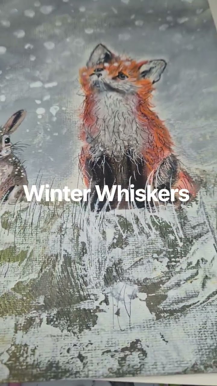 ❄️ Two friends, one magical first snowfall… 🦊🐇 A little red fox sits quietly in the falling snow,