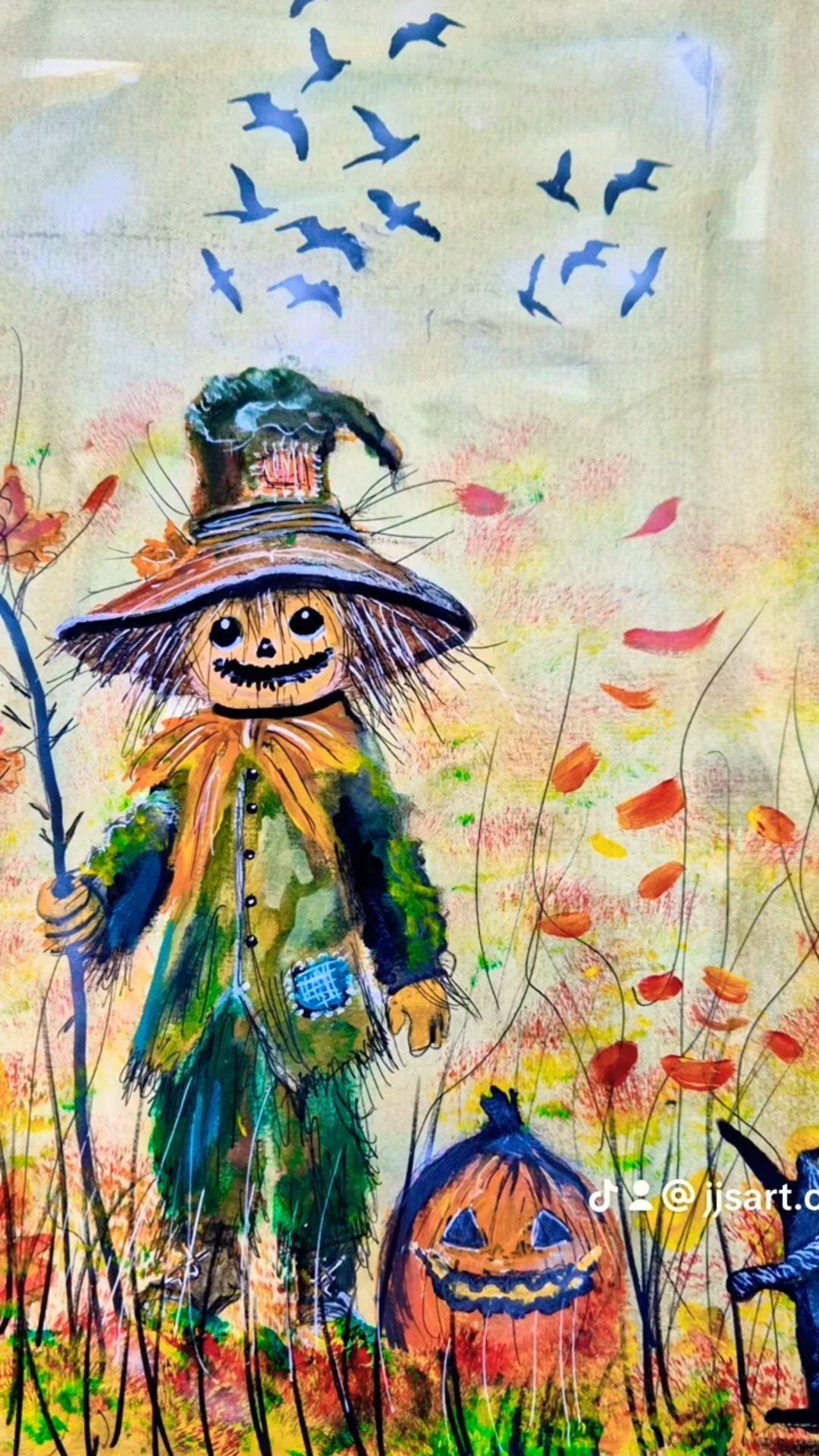🎃 Cosy Autumn Charm — The Friendly Scarecrow & His Little Friends — Cushion Cover Only
