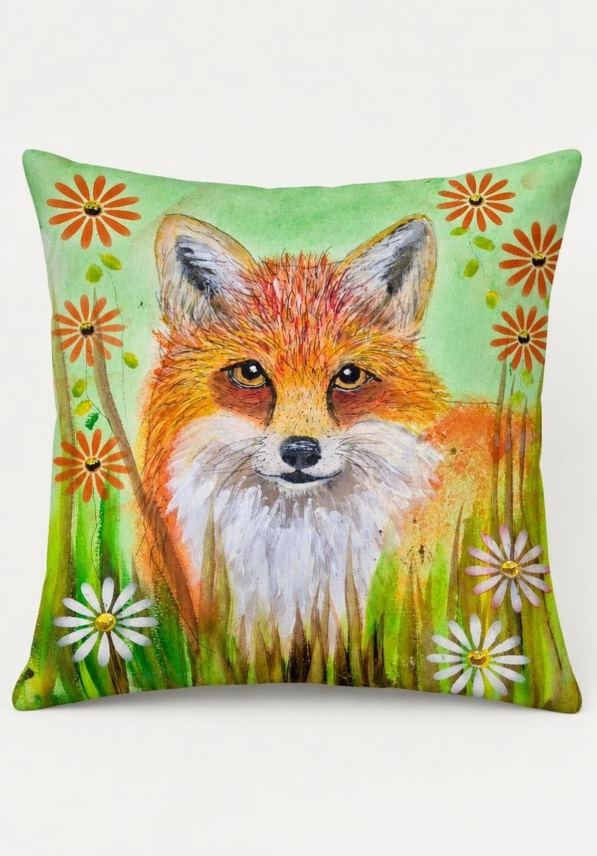fox print on cushion cover