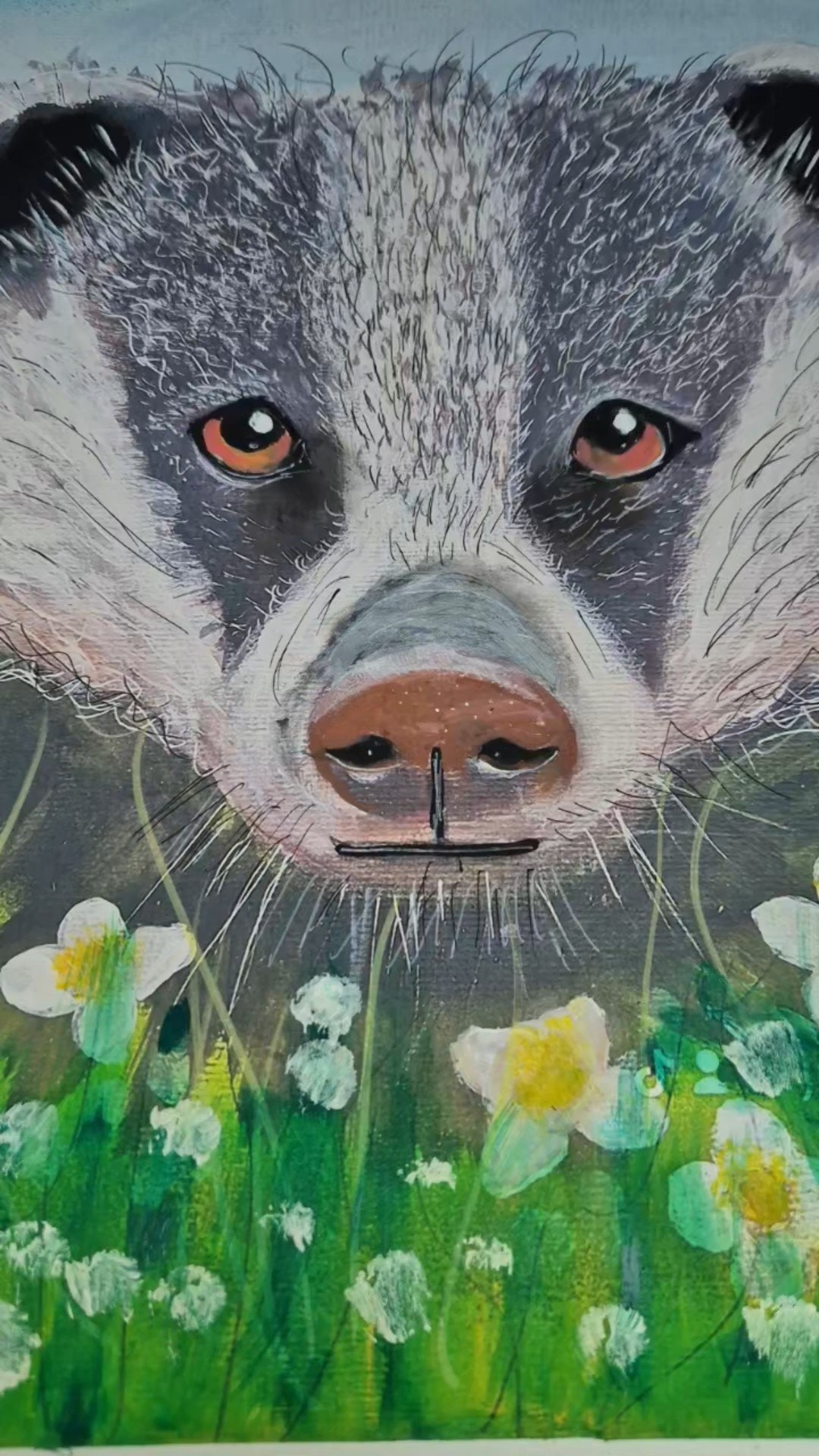 Too Sweet for Spring — The Spring Badger Original Acrylic Painting