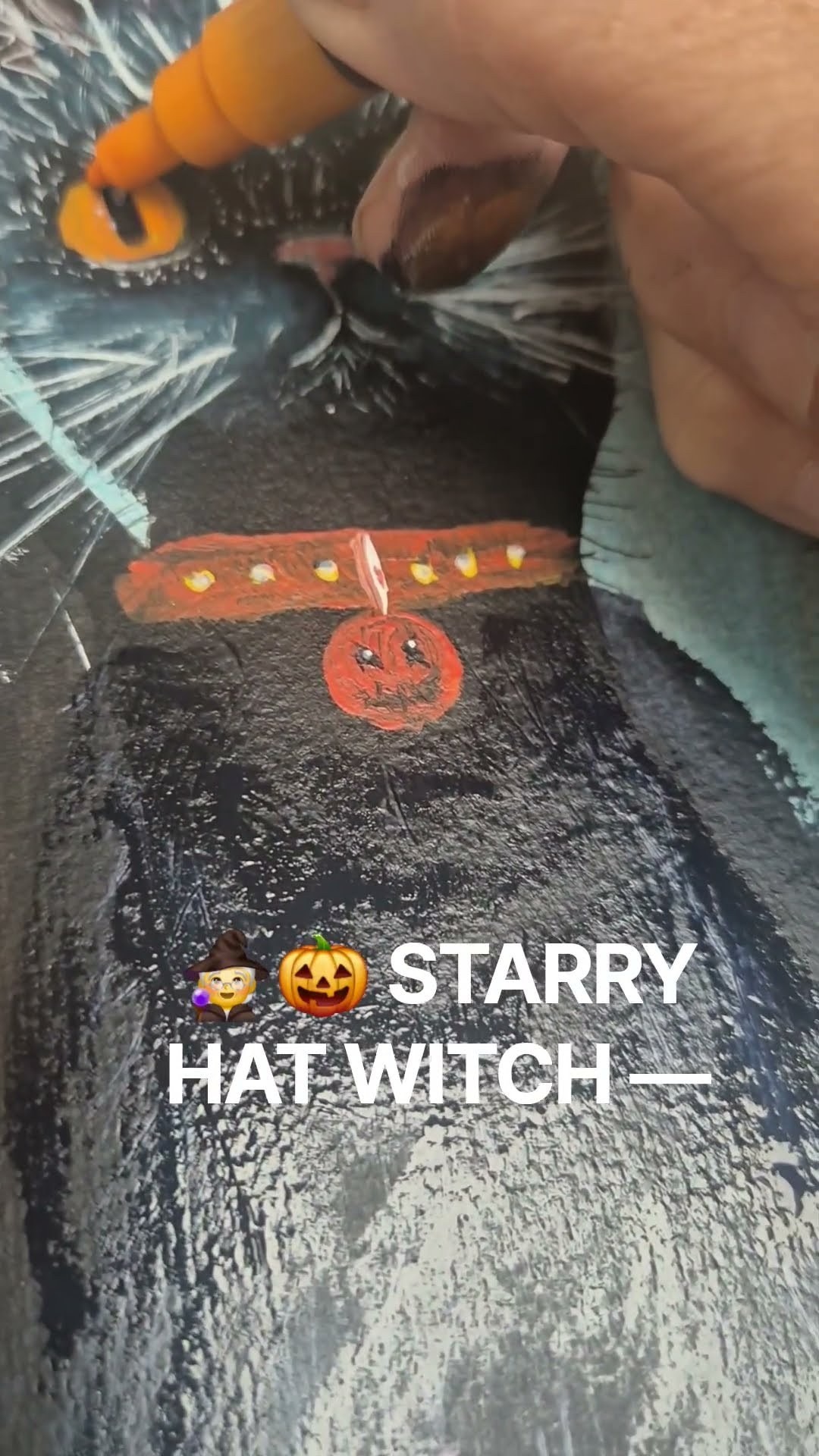 9🎃 Her eyes hold all the magic of the season… Starry-Hat Witch & her loyal black cat 🐈⬛✨